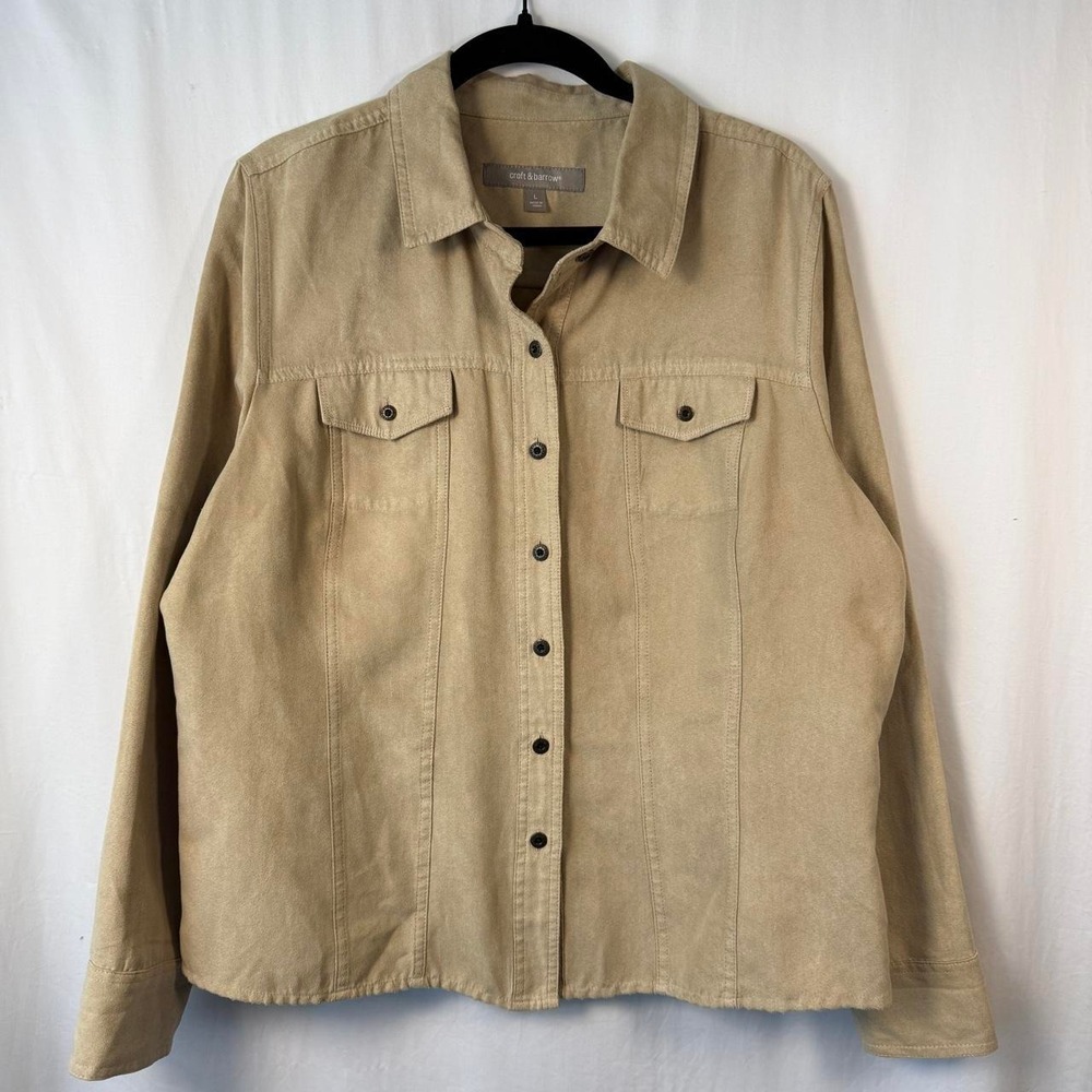 roft & Barrow Tan Faux Suede Button Up size l